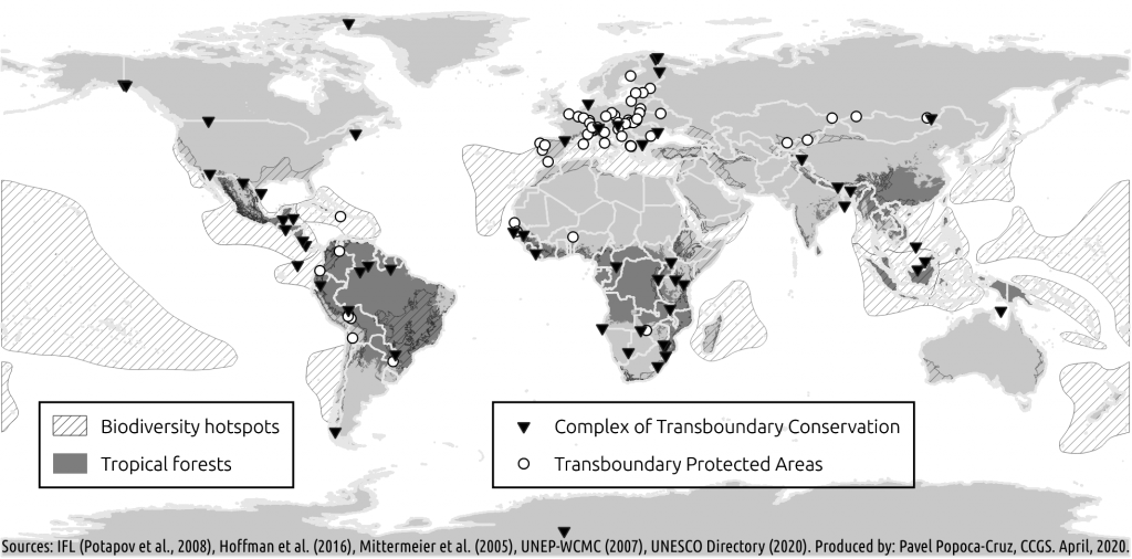 Map of strategic transboundary complexes in a global scale.